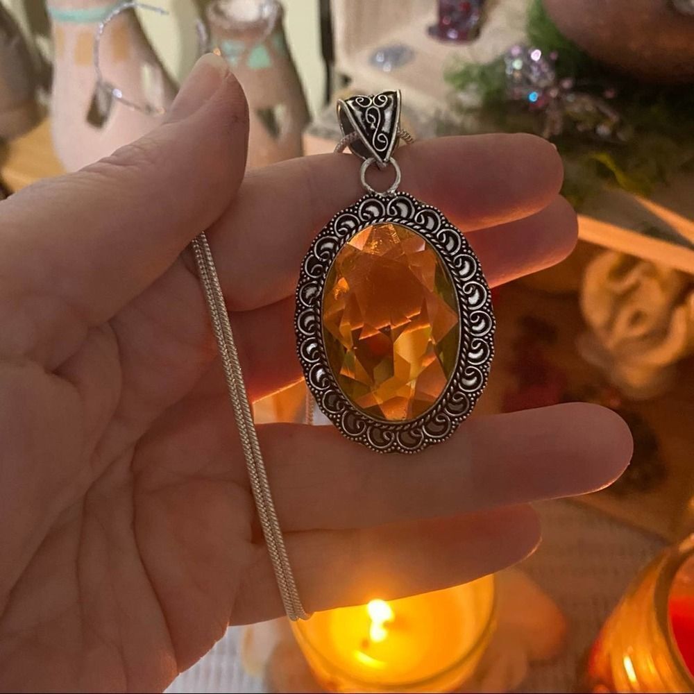 Citrine Sterling Silver Pendant Necklace